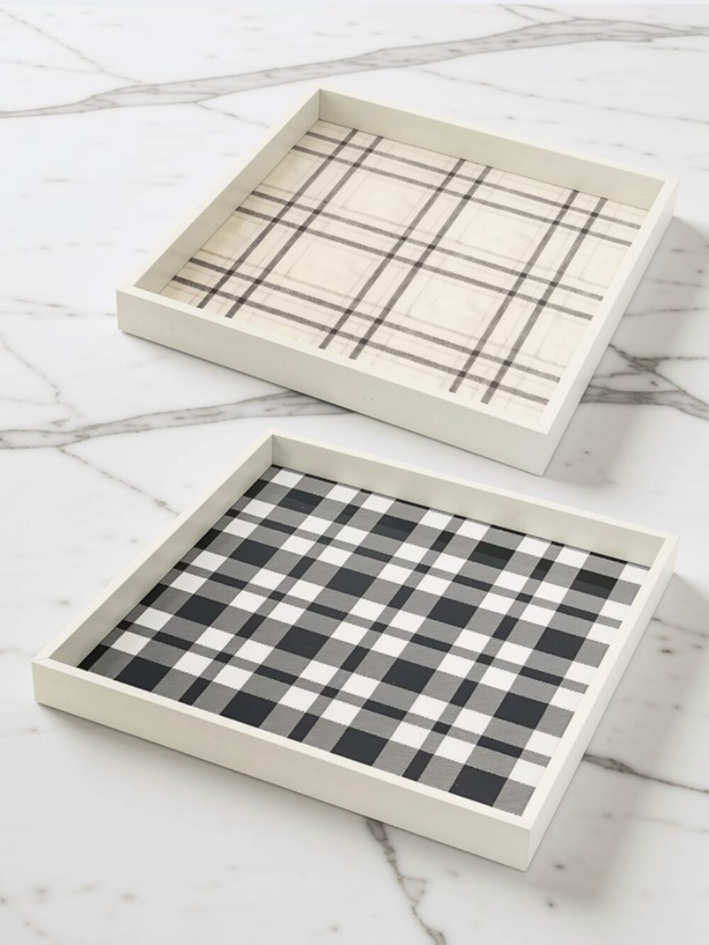 Plaid Decorative Trays (Set of 2)